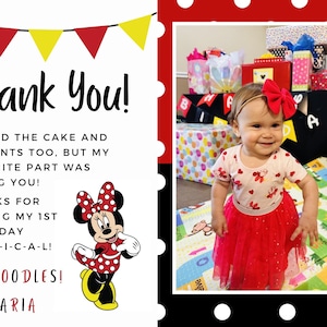 Minnie Mouse Thank You Card, Minnie Mouse Thank You, Minnie Mouse, Thank You Card, Minnie Mouse Birthday Card, Birthday Thank You