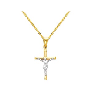 TWJC 14k Tri Color Gold Religious Jesus Stamp Pendant TWJC 14k Tri Color Gold Religious Jesus Stamp Pendant