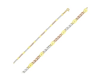 TWJC 14k Tri Color Gold Solid 1.5mm Mariner Diamond Cut Chain Necklace with Spring Ring Clasp TWJC 14k Tri Color Gold Solid 1.5mm Mariner Diamond Cut Chain Necklace with Spring Ring Clasp