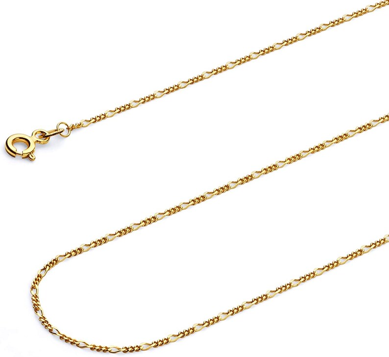 TWJC 14k Tri Color Gold Solid 1.5mm Mariner Diamond Cut Chain Necklace with Spring Ring Clasp TWJC 14k Tri Color Gold Solid 1.5mm Mariner Diamond Cut Chain Necklace with Spring Ring Clasp