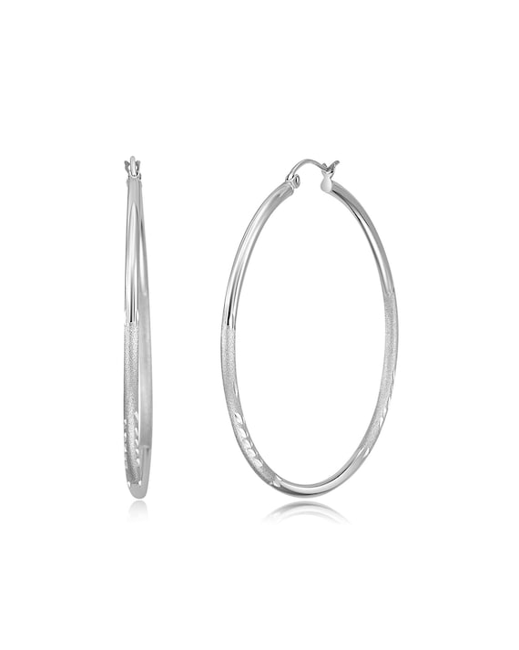 14k White Gold 2mm Thickness Endless Hoop Earrings 18 x 18 mm