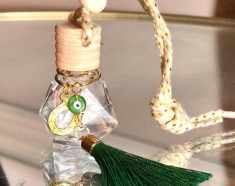 Scented Air Freshener Hanging Glass Diffuser, Clover, Evil Eye, Cross, Horseshoe Good Luck Charm, Car, Closet, Door Hang, Select Fragrance