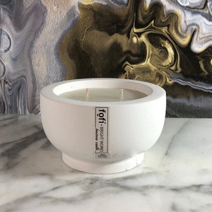 Candle CHAI LATTE Luxury Scented Home Fragrance, Natural Beeswax Double Wick, White Cement Decor, Unique Handmade Gift