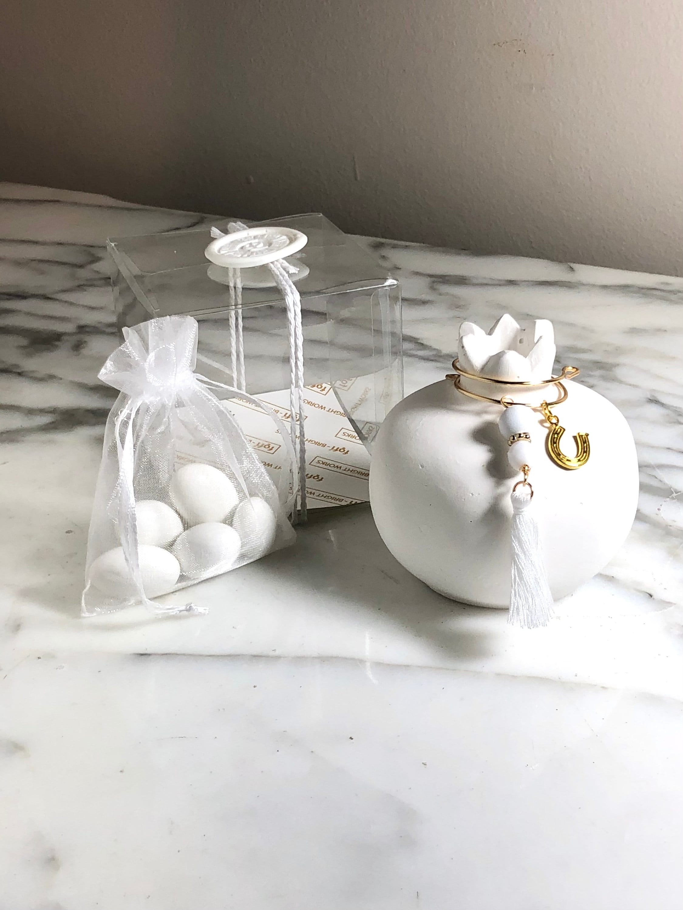 Bulk Party Favor RODI Pomegranate Smooth, White, Good Luck Gold