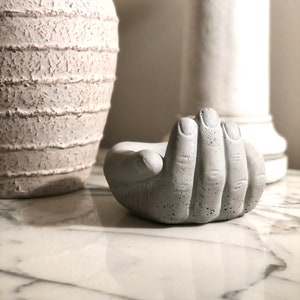Giving Hand Bowl, Home Decor Concrete Gray Cement Sculpture, Unique Gift