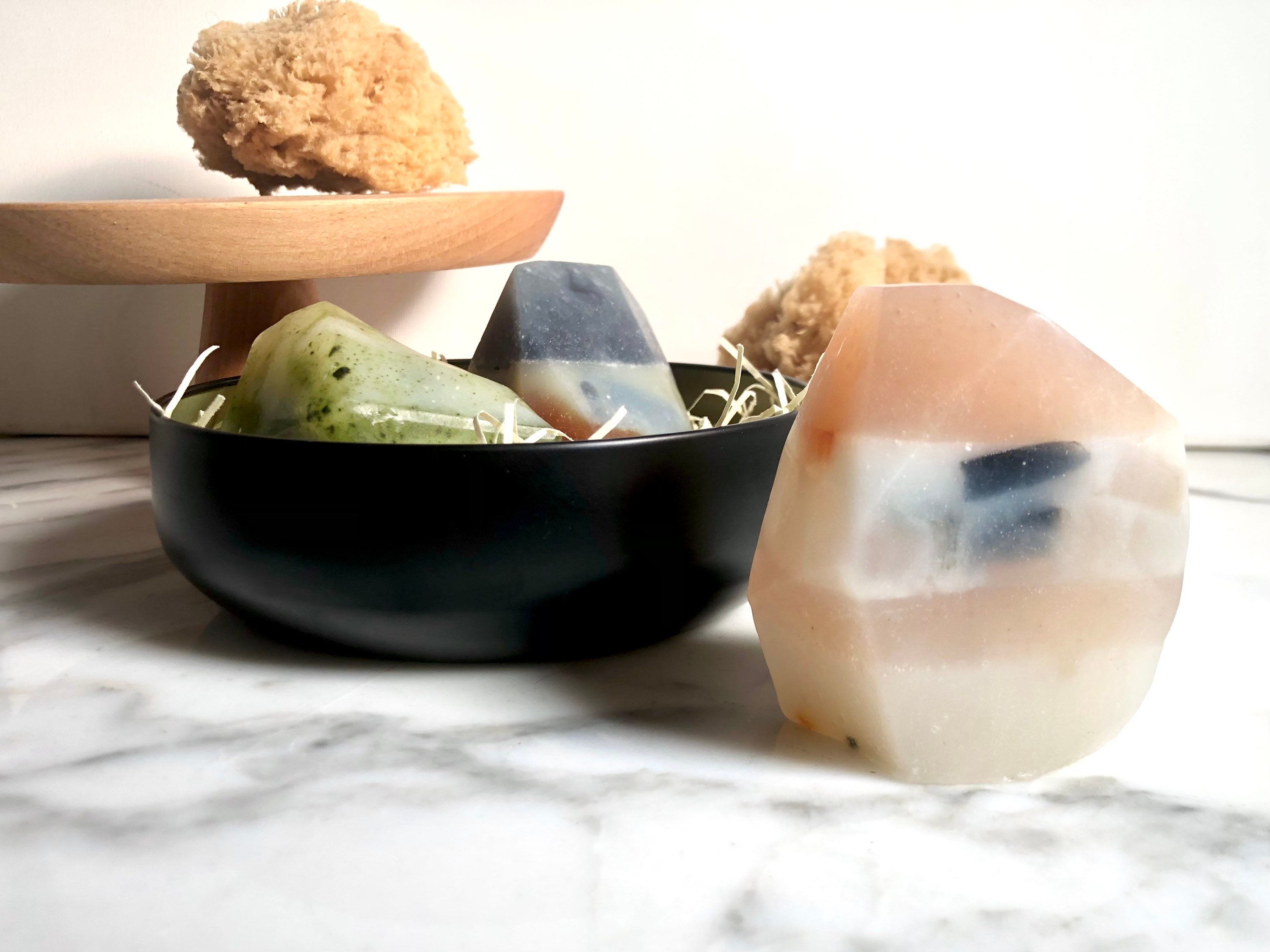 Gemstone Trio Soap Set, All Natural Olive Oil & Coconut Handmade Soap, Natural Colorants, Crystal Rock, Fragrance, Gift, Guest Bathroom
