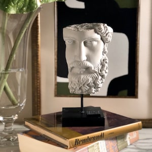 STATUA DI ZEUS Decorazione per la casa Scultura antica in cemento grigio, Dio greco-romano, autoportante, regalo unico