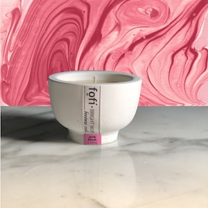 PINK BLUSH Luxury Scented Candle Home Fragrance, Natural Beeswax Petite, Rose Scent, White Cement Decor, Unique Handmade Gift