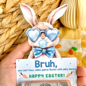 Presente de Páscoa | Porta-dinheiro "Bruh Happy Easter" | Porta-cartão-presente de dinheiro de Páscoa | Presente de Páscoa engraçado | Enchedor de cesta de Páscoa | Dinheiro de coelho