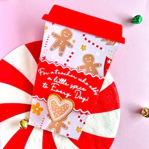 Christmas Teacher Gift Card Holder, Christmas Coffee Gift, Coffee Cup Gift Card Holder, Ginger bread Gift Card Holder, Teacher Gift