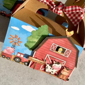 Boîte à pignon de ferme, Articles pour fête d'anniversaire à la ferme, Cadeaux d'anniversaire à la ferme, Anniversaire à la ferme, Boîtes à pignon d'anniversaire à la ferme, Boîte de cadeaux à la ferme