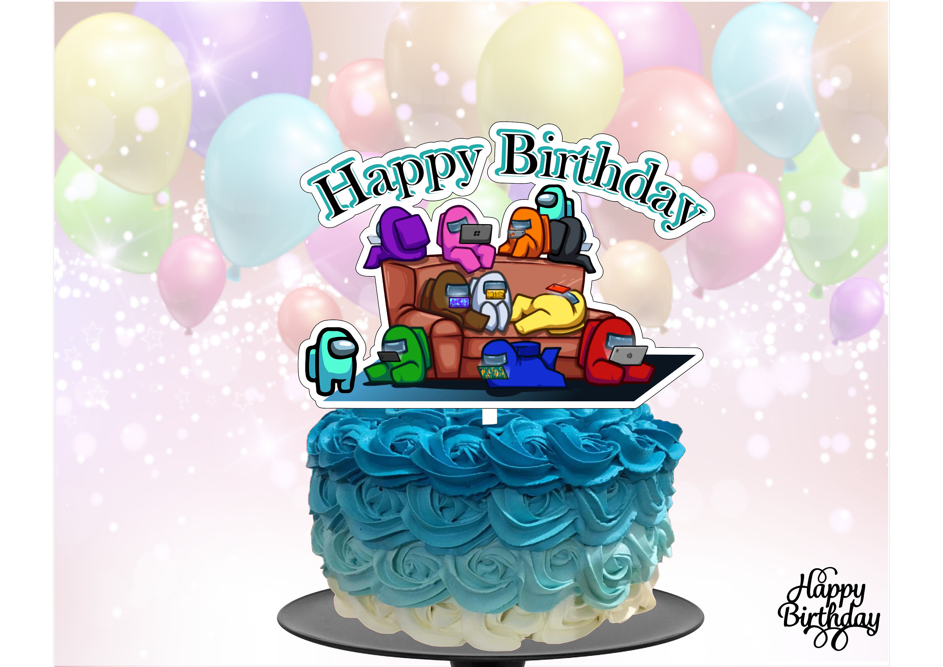 Printable Among Us Cake Topper Personalized Among Us - Etsy Finland
