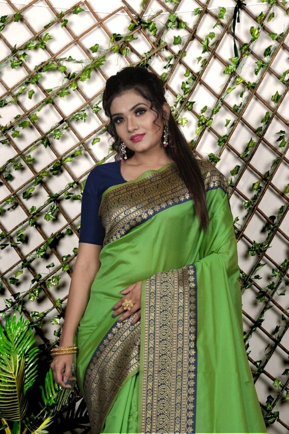 Green Color Designer Bold and Beautiful Saree Indian | Etsy