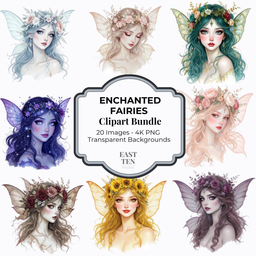 Whimsical Fairy Clipart Bundle, Fantasy PNG Images (digital Download ...