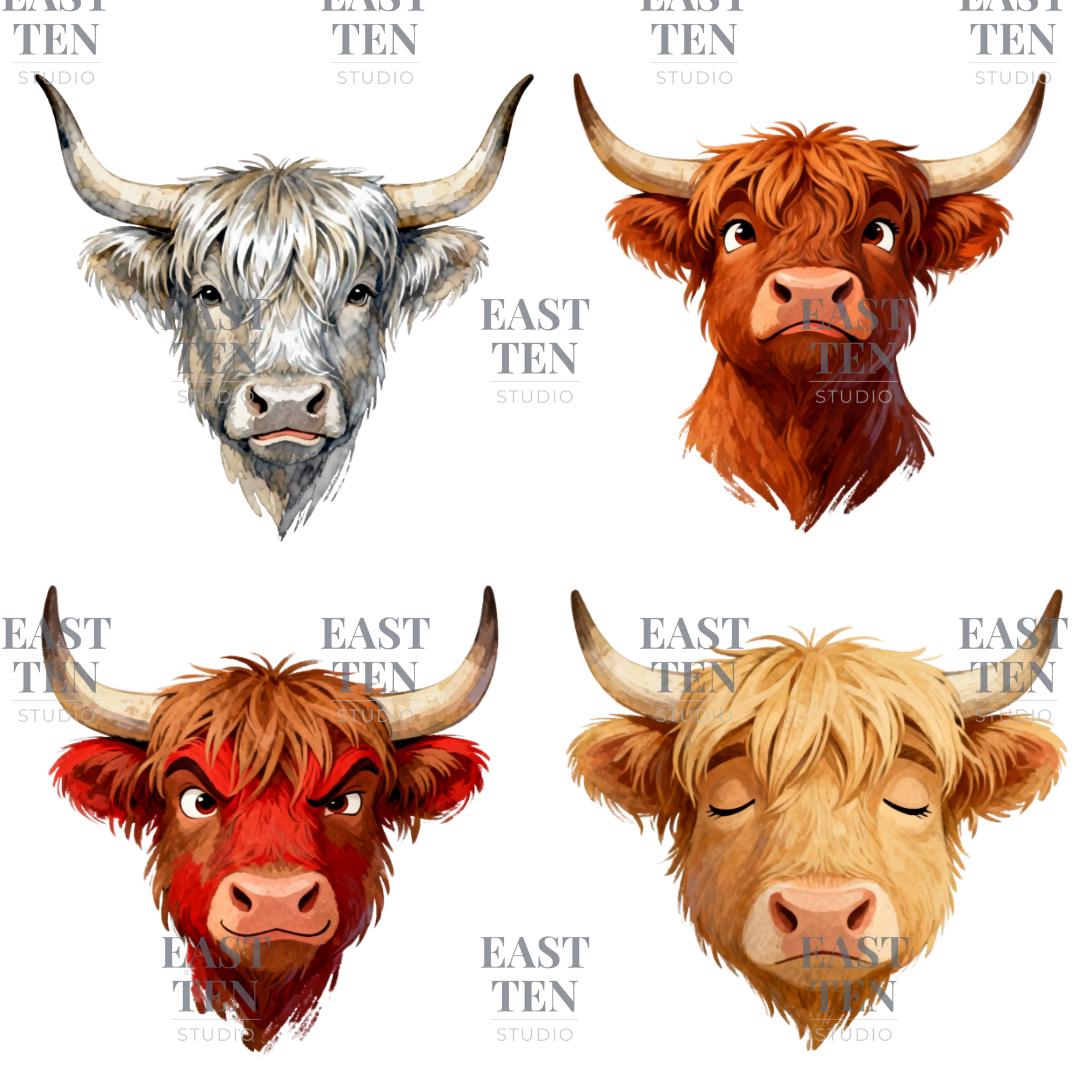 Highland Cows Clipart Bundle – 20 Transparent PNG Images - Etsy