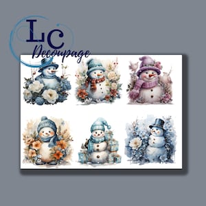Papier de riz pour découpage, Papier de découpage A4, Images de bonhommes de neige, Image décorative, Décorations pour découpage, Loisirs créatifs en papier, Bricolage créatif, Images de Noël