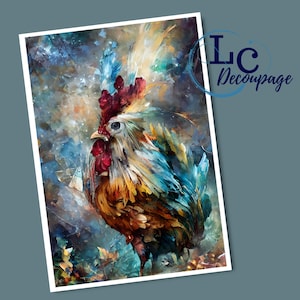 Decoupage Rice Paper, A3 & A4 Decoupage Paper, Rooster Image, Decorative Art, Decoupage Craft, Paper for Decoupage, Gift for Crafter