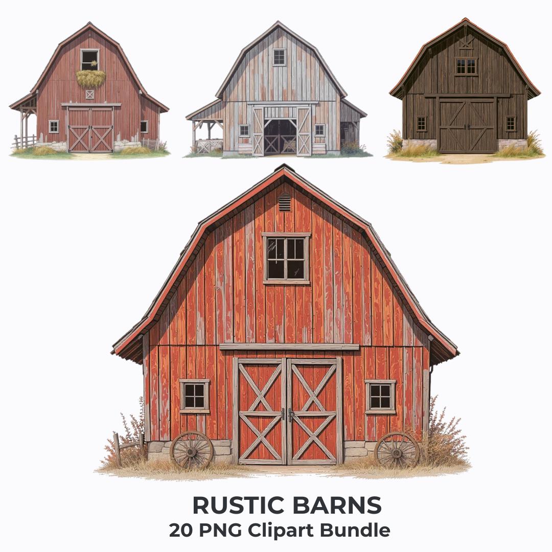 Rustic Barn Clipart, Countryside Illustration, 20 PNG Transparent ...