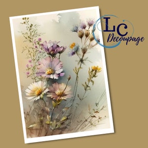 Papel de arroz para decoupage, papel A4 para decoupage, imágenes de flores, imágenes decorativas, diseños para decoupage, manualidades con papel, manualidades DIY, regalo para artesanos