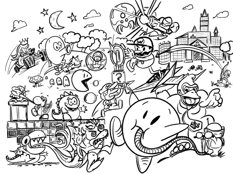Printable Video Game Coloring Page image 1