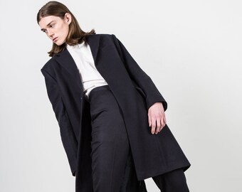 Virgin Wool Blend Classic Tailored Overcoat