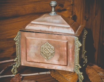 Unusual French antique copper casket box, previously used as a magical storage container complete with incense smells! Very unique.