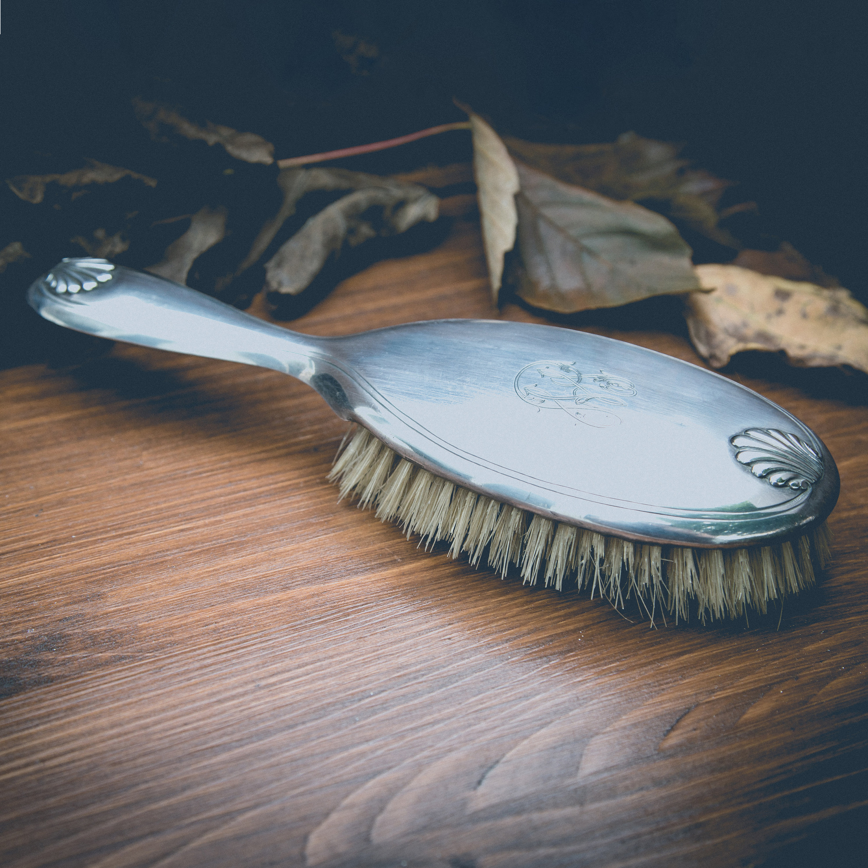 Antique Silver Handled Hairbrush, With Gorgeous Monogrammed 
