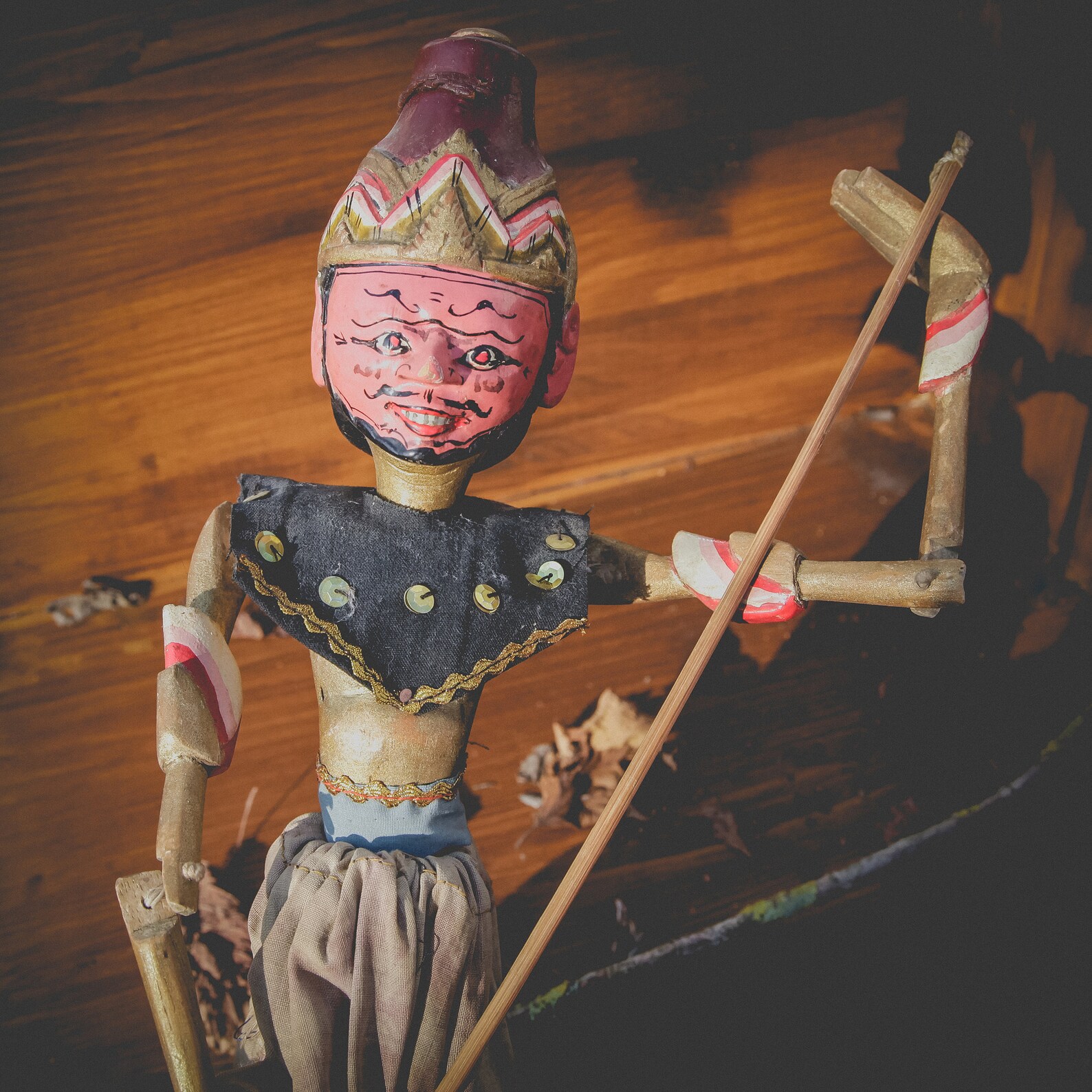 Antique Wayang Golek Indonesian Wooden Puppet, Beautifully Creepy