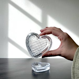 Glass Heart-Shaped Jewelry Box, Decorative Glass Trinket Dish