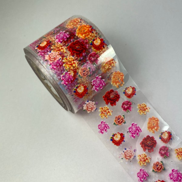 Glitter Roses Nail Foil Transfer Sticker Decals **1 METER**