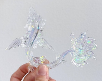 Iridescent Dragon | Resin Figurine, Esoteric Decor, Crystal Art, Paperweight, Office Decor, Crystal Healing