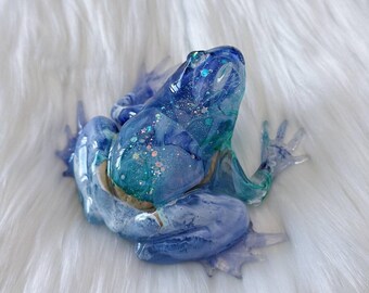 Grenouille en résine ciel étoilé | Figurine en résine, décoration ésotérique, art floral, presse-papiers, décoration de bureau, décoration de jardin