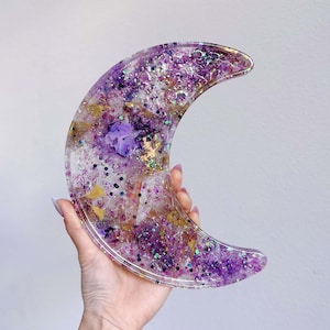 Large Textured Moon Tray | Resin Tray, Rolling Tray, Jewelry Dish, Trinket Dish, Decorative Tray, Bedroom Decor