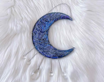 Textured Resin Flower Moon Wall Hanging: Floral Wall Art