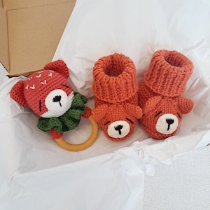 Fox, Rattle, Amigurumi, Baby Shoes, Newborn Shoes, Baby Shower Gift, Pregnancy Gift, Fox Rattle, Booties, Fox