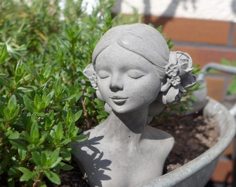 Décoration béton, décoration jardin, buste femme, cadeau, souvenir, figurine, statue