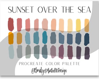 Procreate Farbpalette | Farbpalette | Farbmuster | Farbkarte | Werkzeug zeugen | Farbe Hex Codes | Sonnenuntergang Farben | Meeresfarben