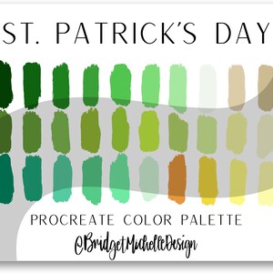Procreate Color Palette | Color Palette | Color Swatches | Color Chart | Procreate tool | Color Hex Codes | St Patricks Day | Green Colors