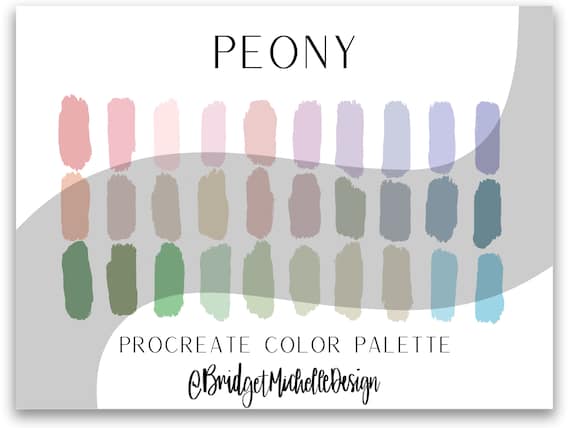 Procreate Color Palette | Color Palette | Color Swatches | Color Chart | Procreate tool | Color Hex Codes | Flower Color palette | Peony