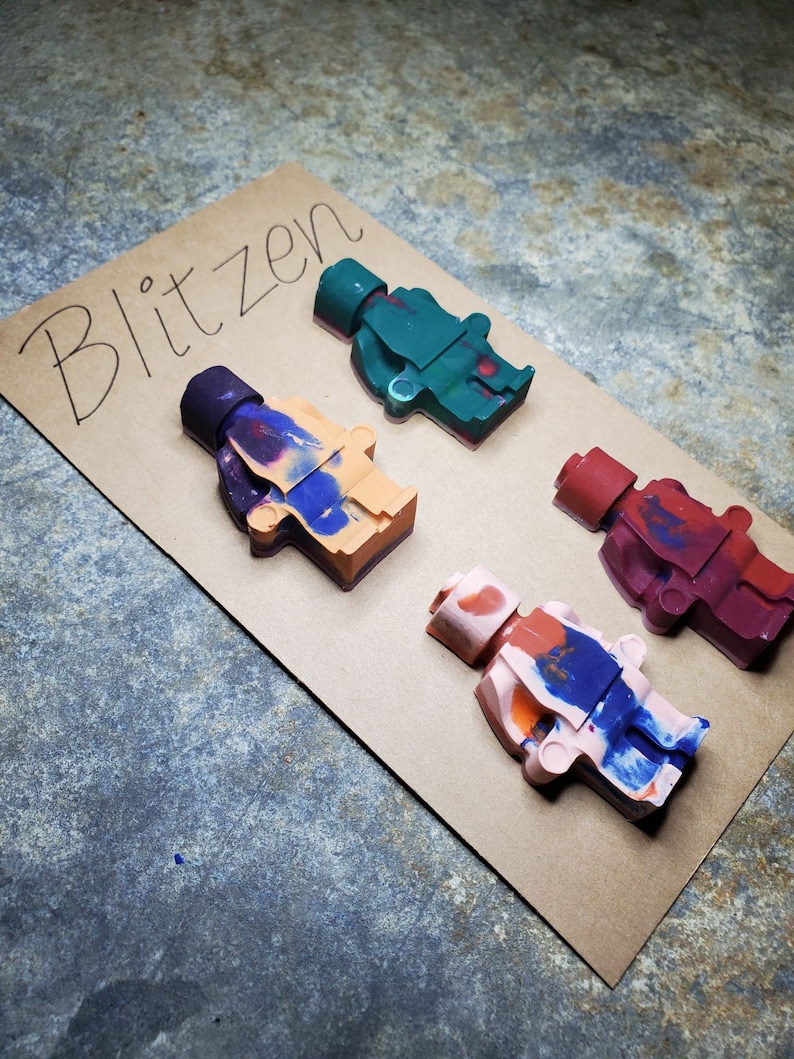 Set of Four Block Men Figure Crayons