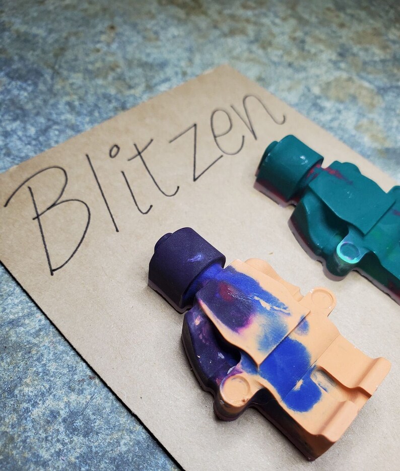 Set of Four Block Men Figure Crayons