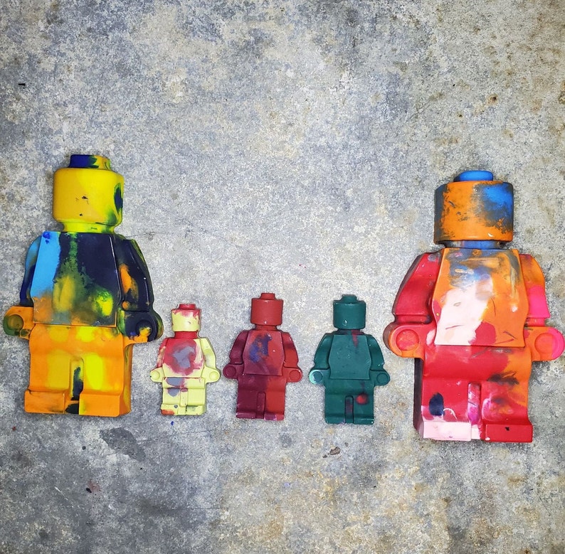Set of Four Block Men Figure Crayons