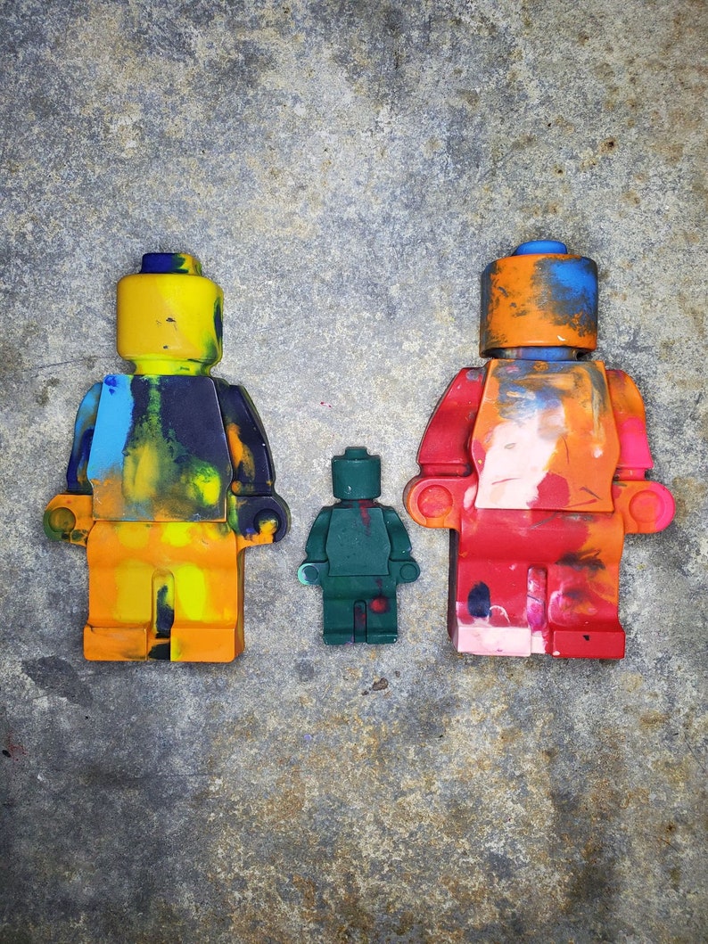 Set of Four Block Men Figure Crayons