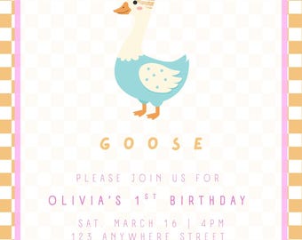 One Silly Goose Birthday Invitation | Kids Party Invite (Digital Download)