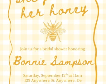 She Found Her Honey – Bee Bridal Shower Invitation Bundle (Digital Download)