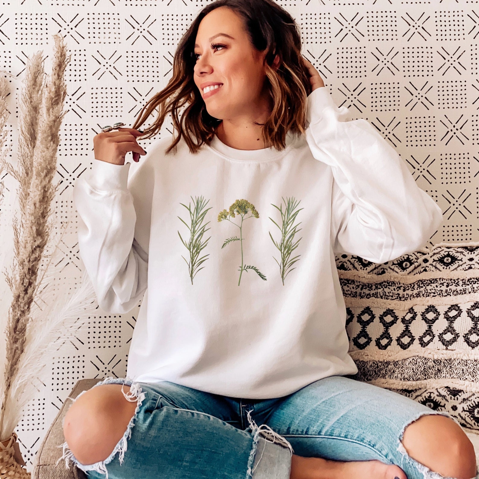 Flower Sweatshirt Minimalistic Flower Crewneck Vintage Etsy