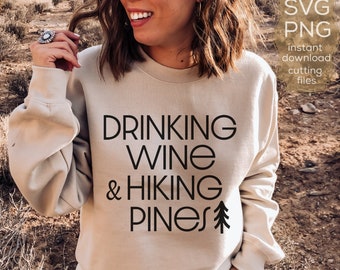 Wine Hiking SVG: Outdoors Cut File (Digital Download)