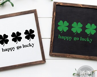 Happy Go Lucky Shamrock SVG: Retro St Patrick's Day Cut File (Digital Download)