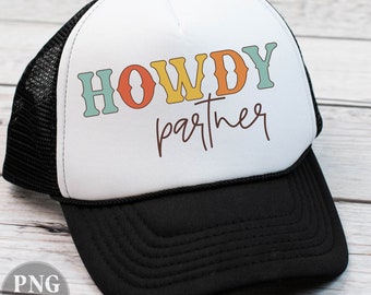 Retro Howdy Partner PNG: Western Cowgirl Sublimation (Digitaler Download)