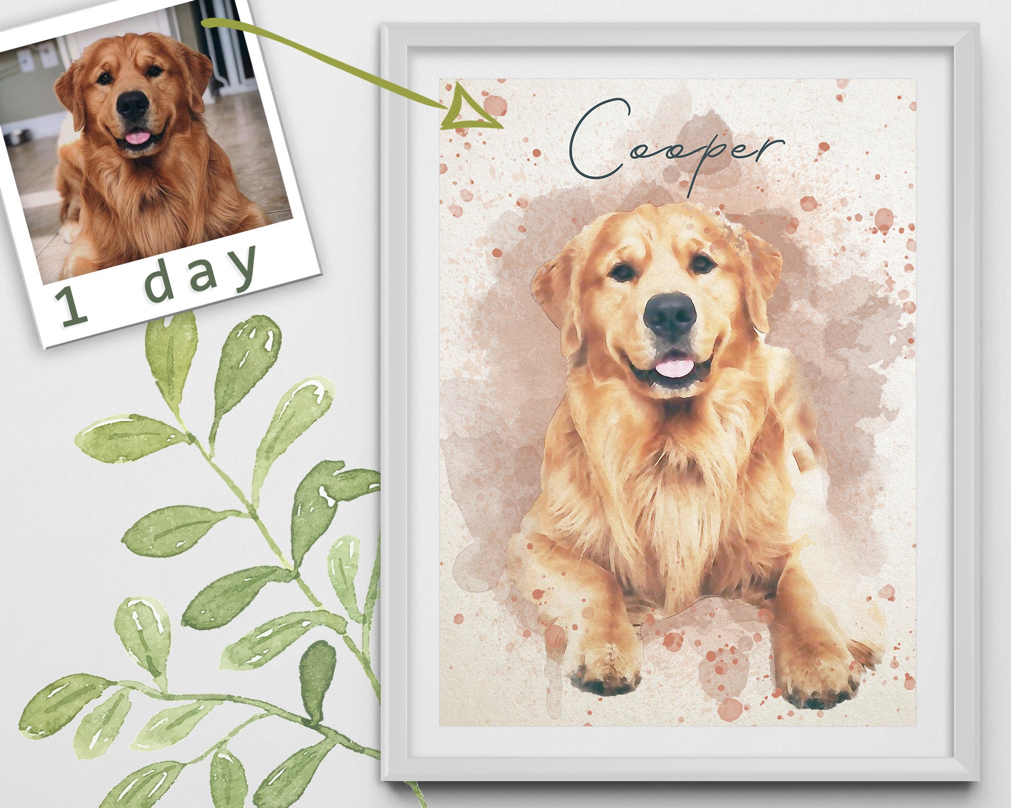 Personalized pet owner portrait from photo Custom watercolor Etsy